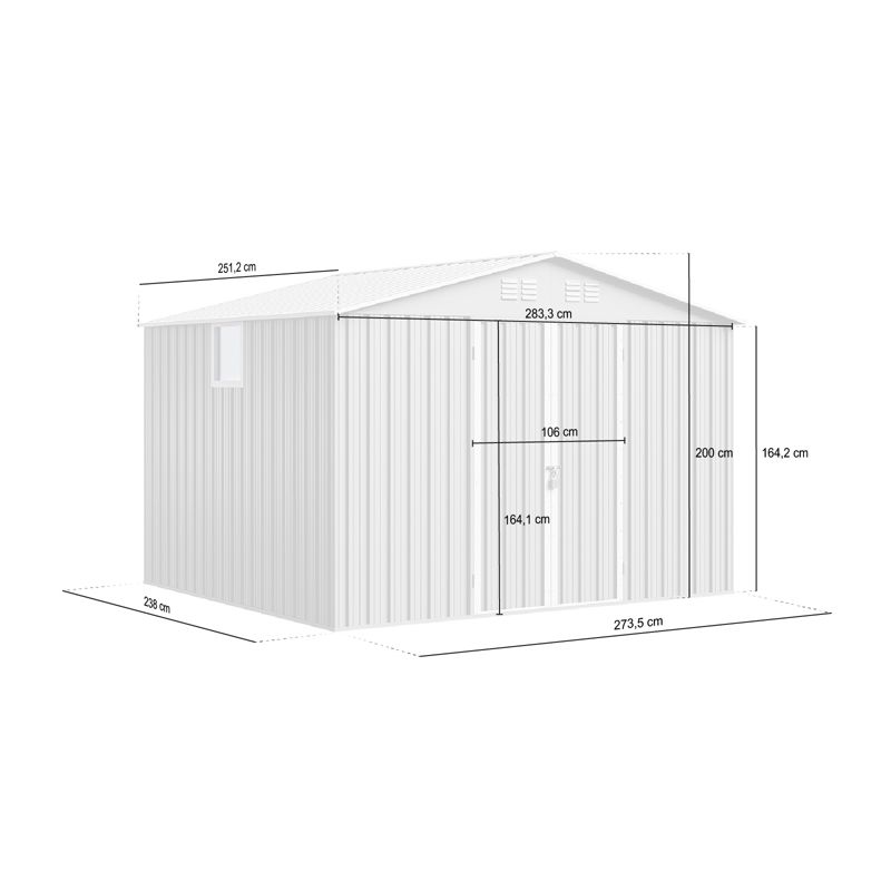 Domek narzędziowy metalowy NORDVIC Thor 2830x2510 mm, uchylne drzwi, Light Grey 1 szt.