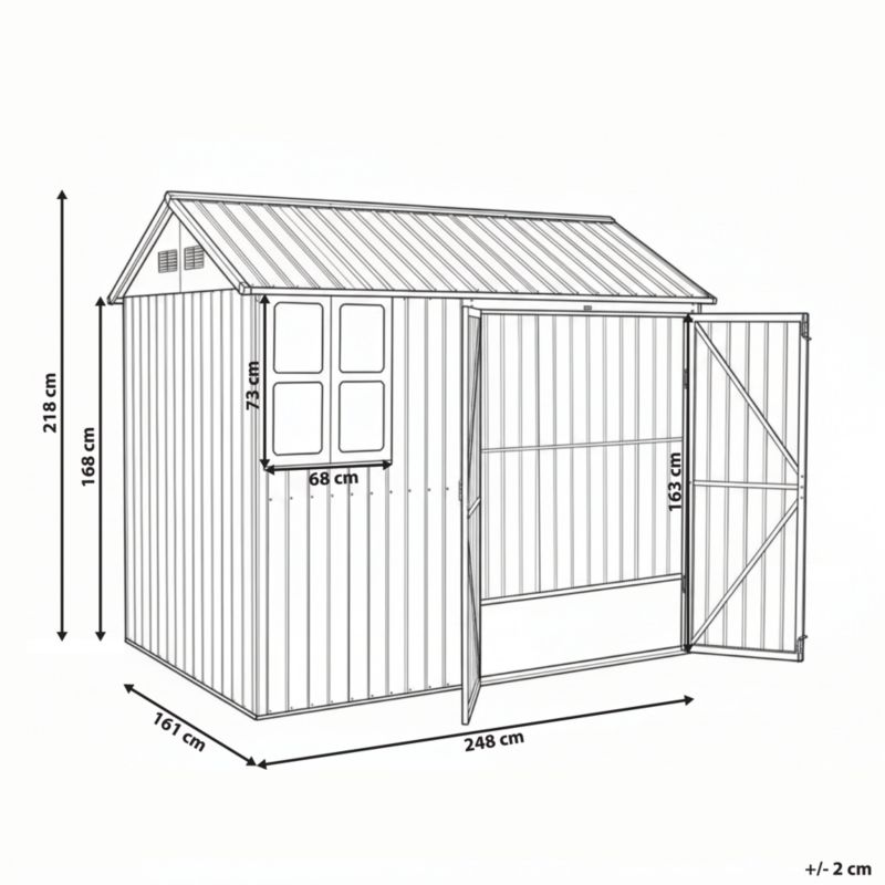 Domek narzędziowy Nocciano 248 cm 161 cm Metal Brązowy 1 szt.