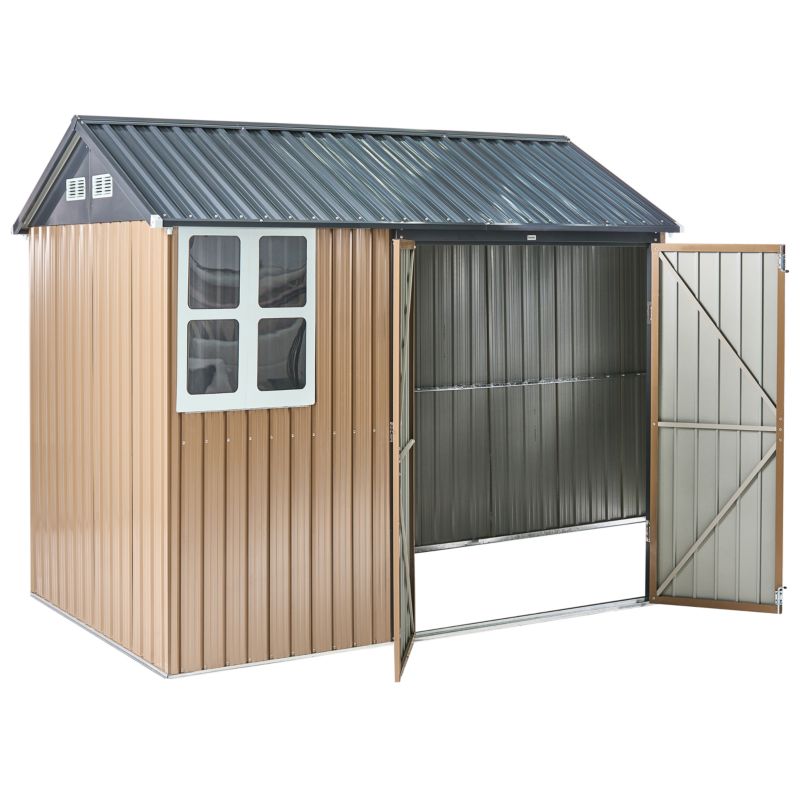 Domek narzędziowy Nocciano 248 cm 161 cm Metal Brązowy 1 szt.