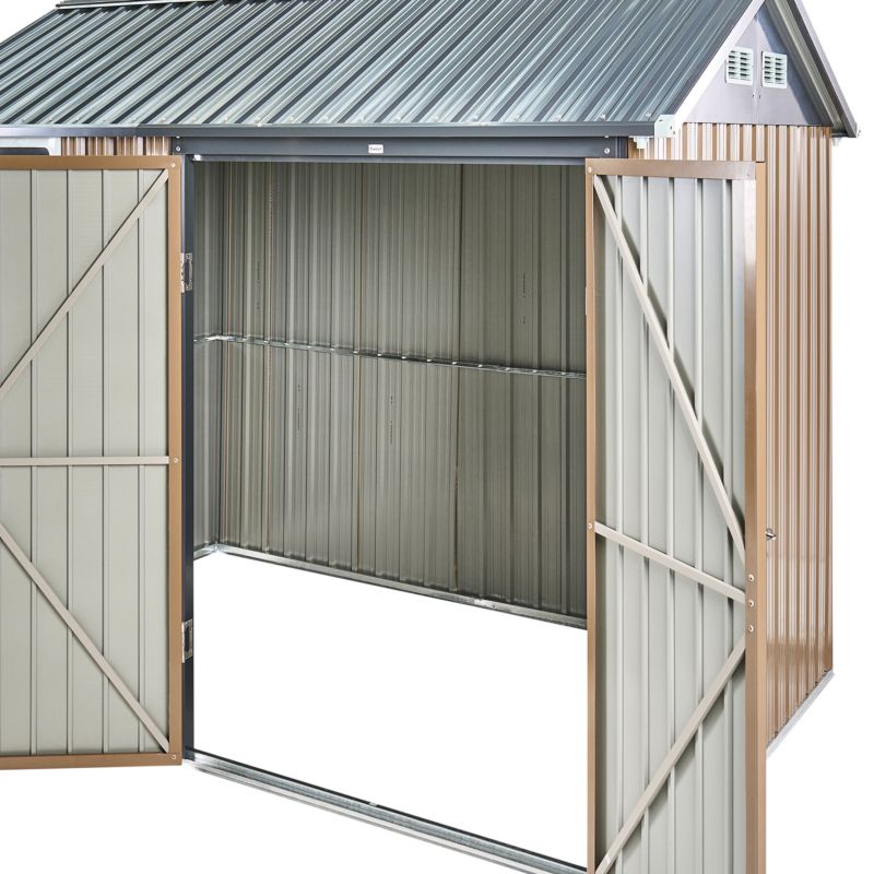 Domek narzędziowy Nocciano 248 cm 161 cm Metal Brązowy 1 szt.