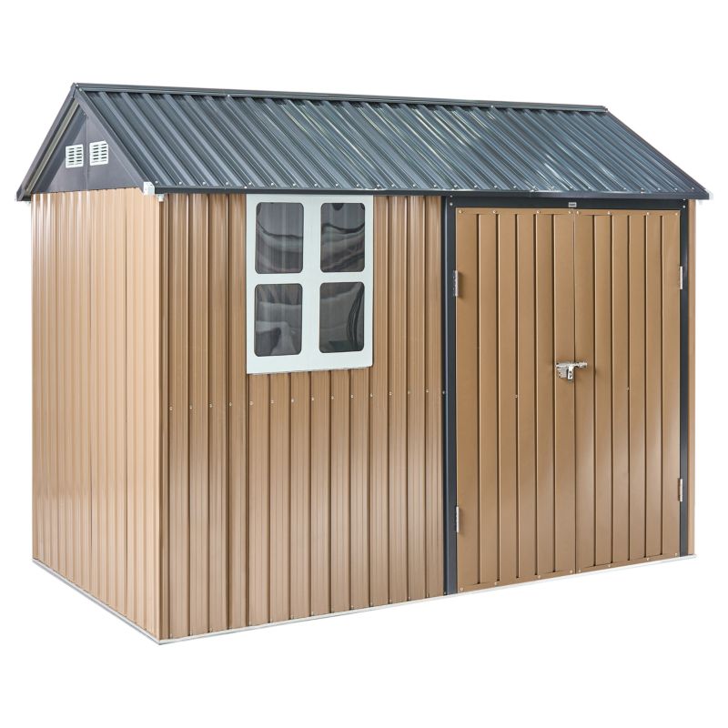 Domek narzędziowy Nocciano 313 cm 220 cm Metal Brązowy 1 szt.