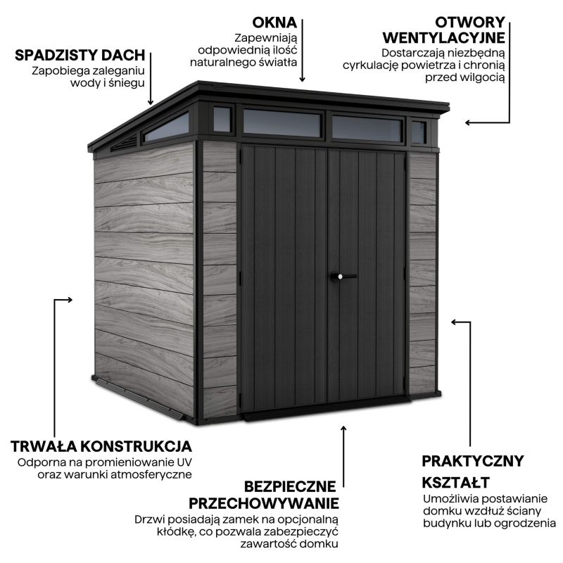 Domek narzędziowy PENTHOUSE 7x7 STORM GREY Signature Collection Keter z tworzywa sztucznego 1 szt