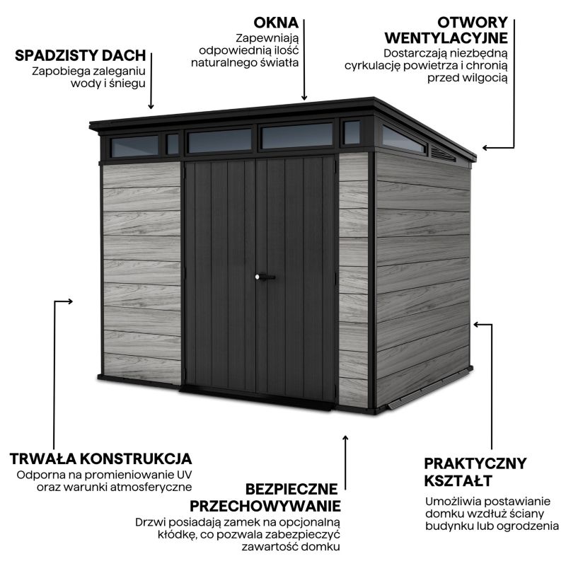 Domek narzędziowy PENTHOUSE 9x7 STORM GREY Signature Collection Keter z tworzywa sztucznego 1 szt