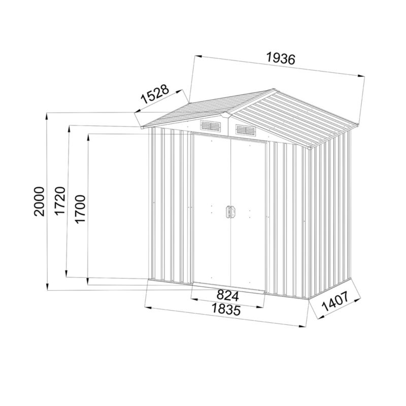 Domek narzędziowy GoodHome metalowy 192 x 152 x 200 cm