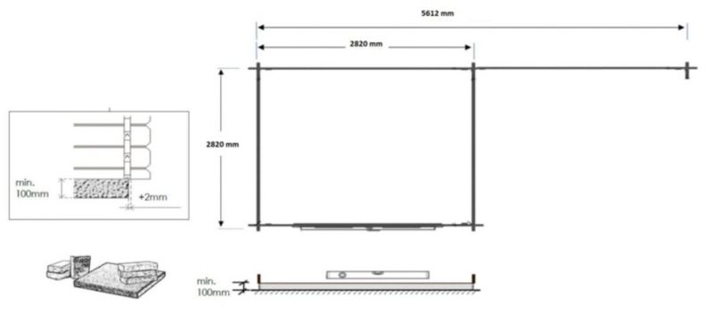 Domek ogrodowy 17,40 m2 - 5,79x3 m - 28 mm, drewniany, 1szt.