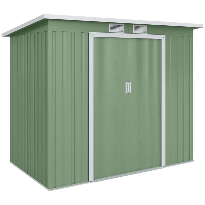 Domek ogrodowy 2,42 m², okno wentylacyjne, drzwi przesuwne, Zielony Outsunny Zielony 213 x 130 x 172 cm 1 szt.