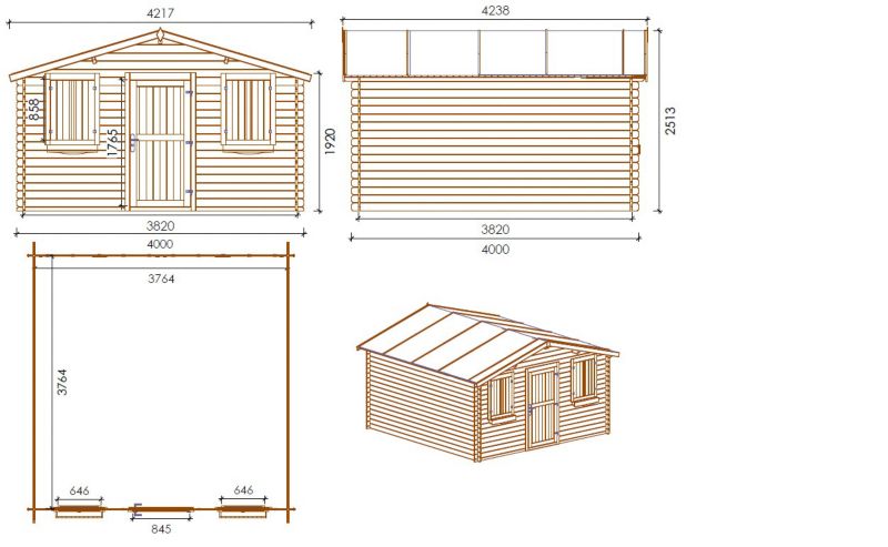 Domek ogrodowy ALTANKA 16 m2 - 4x4 m - 28 mm, drewniany, impregnowany, 1szt.