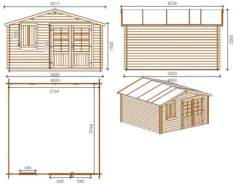 Domek ogrodowy ALTANKA 16 m2 - 4x4 m - 28 mm, drewniany, impregnowany, 1szt.