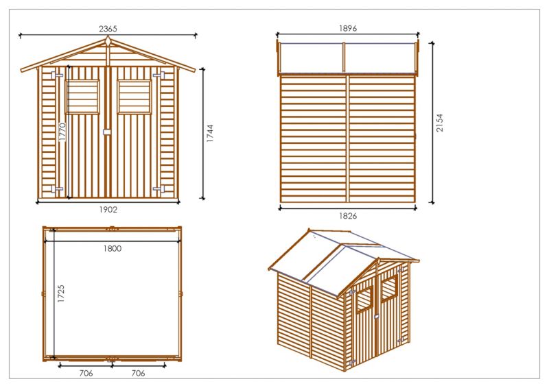 Domek ogrodowy ALTANKA 3,46 m2 - 1,90x1,82 m, drewniany, impregnowany, 1szt.