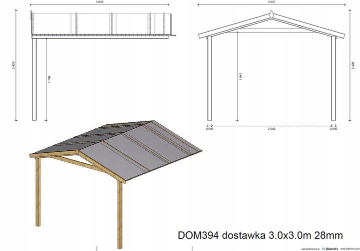 Domek ogrodowy ALTANKA - 3x3 m z tarasem 3x3m - 18 m2 drewniany, impregnowany, 1szt.