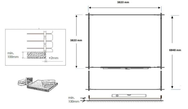 Domek ogrodowy ALTANKA - 4x4 m z tarasem 4x3m - 28 m2, drewniany, 1szt.