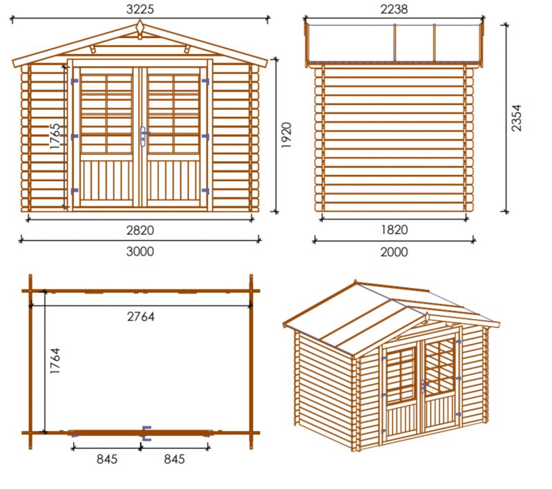 Domek ogrodowy ALTANKA 6 m2 - 3x2 m - 28 mm, drewniany, 1szt.