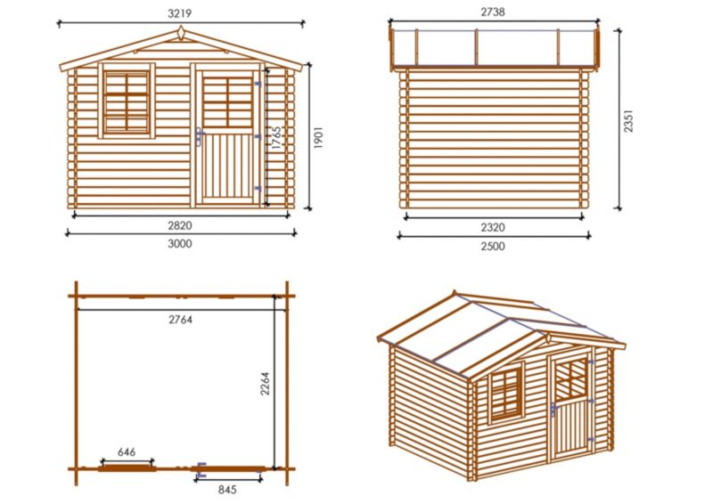 Domek ogrodowy ALTANKA 7,50 m2 - 3x2,50 m - 28 mm, drewniany, 1szt.