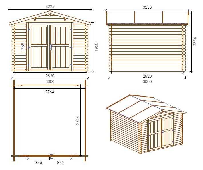 Domek ogrodowy ALTANKA 9 m2 - 3x3 m - 28 mm, drewniany, 1 szt.