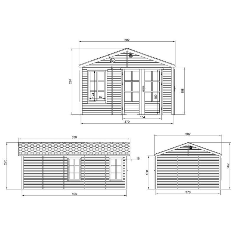 Domek ogrodowy drewniany bez podłogi Timbela M737A 21.97 m² drewno naturalne grubość deski 17 mm 1 szt.