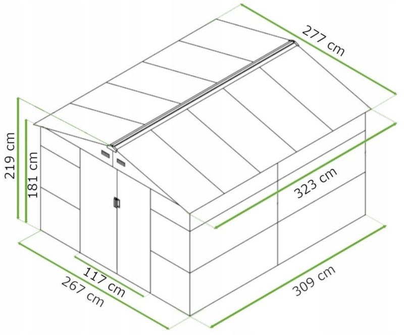 Domek Ogrodowy Hardmaister Narzędziowy na Narzędzia Blaszany Montreal 323x277cm Brązowy 1 szt
