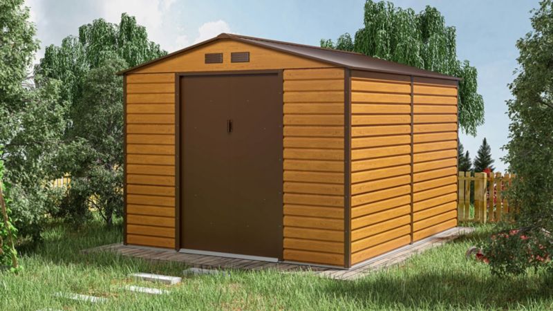 Domek Ogrodowy Hardmaister Narzędziowy na Narzędzia Szopa Montreal 277x323cm Metalowy Oak Brown 1 szt