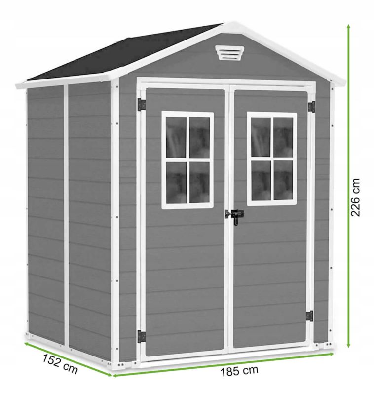 Domek ogrodowy Keter Manor Beretuil 6x5 185x152x226cm 2.81m² Ciemnoszary 1szt.