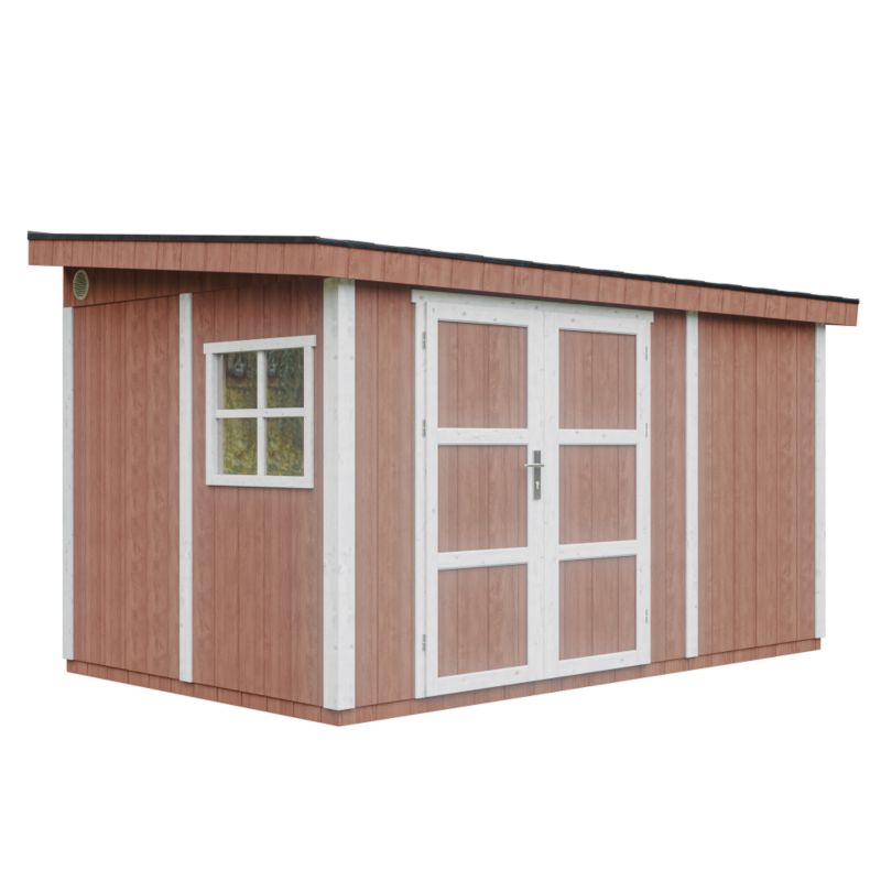 Domek ogrodowy najwyższej jakości Timbela M939-REDWOOD RED 8.68 m² z podłogą i ścianą boczną 1szt.