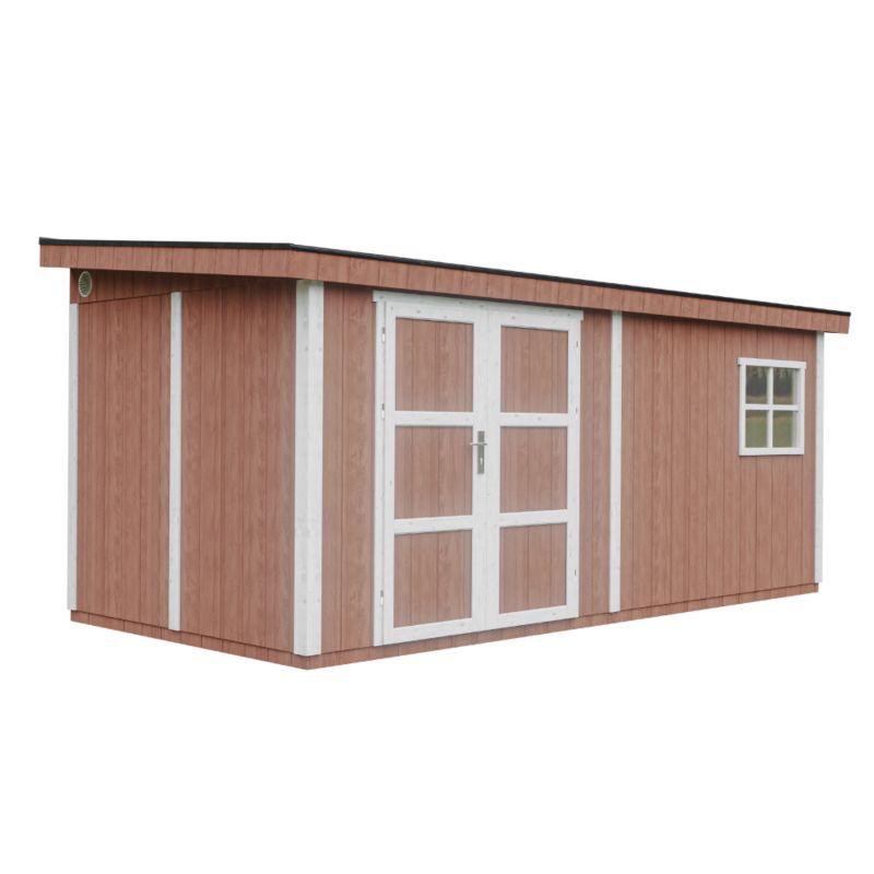 Domek ogrodowy najwyższej jakości Timbela M940-REDWOOD RED 11.47 m² z podłogą i ścianą boczną 1 szt.
