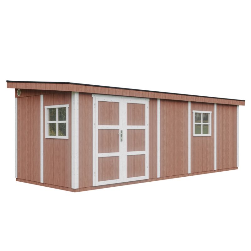 Domek ogrodowy najwyższej jakości Timbela M941-REDWOOD RED 14.30 m² z podłogą i ścianą boczną 1 szt.