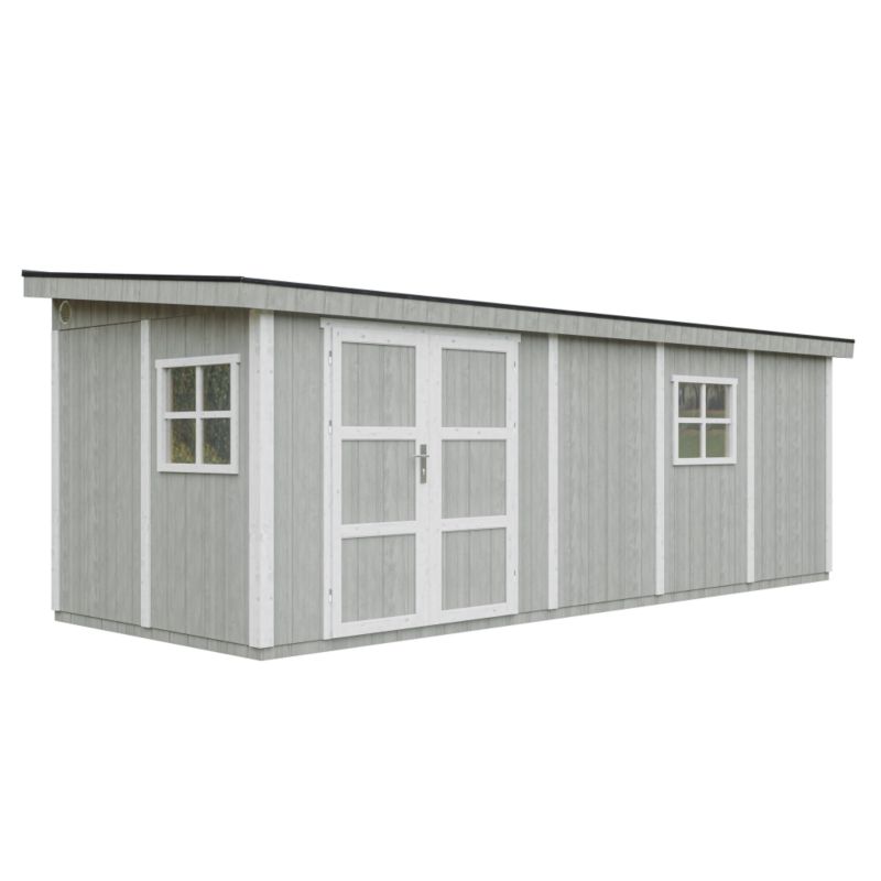 Domek ogrodowy najwyższej jakości Timbela M941-TUNDRA GREY 14.30 m² z podłogą i ścianą boczną 1 szt.