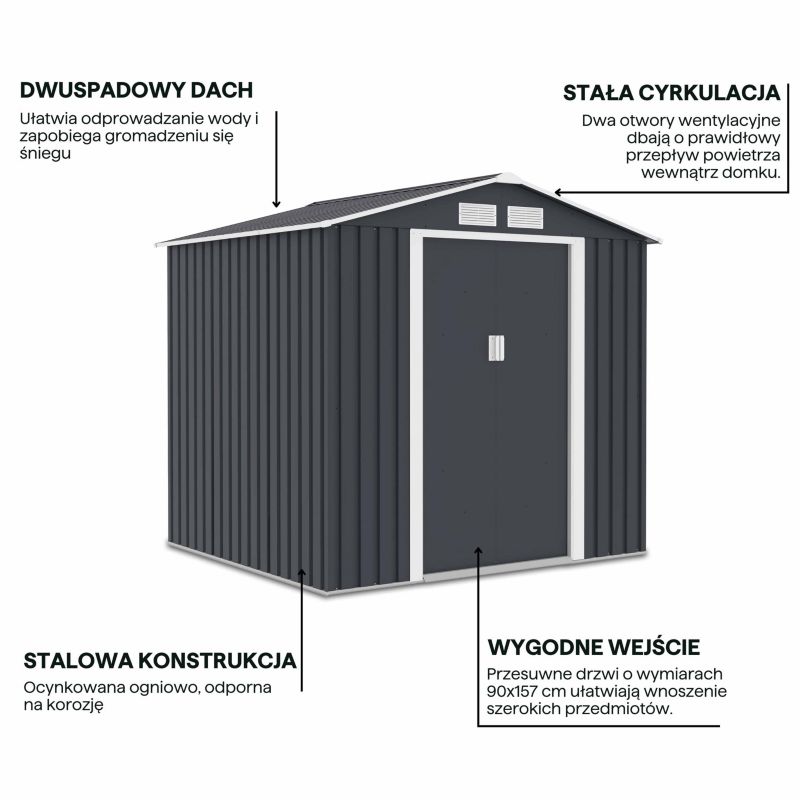 Domek Ogrodowy Narzędziowy Metalowy na Narzędzia VECTOR 7x6 201x190cm Garaż