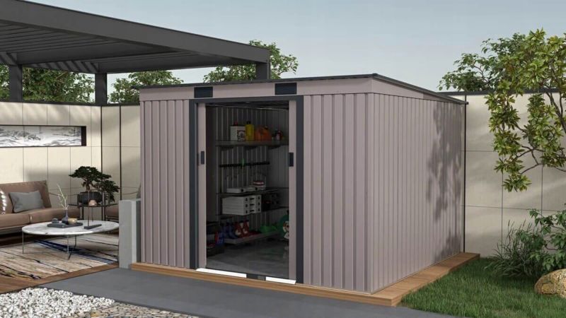 Domek Ogrodowy Narzędziowy Metalowy OREGON 261x241cm Schowek na Narzędzia 1 szt