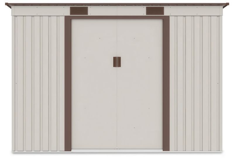 Domek Ogrodowy Narzędziowy Metalowy OREGON 261x241cm Szopa Beżowa 1 szt