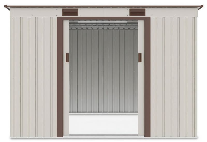 Domek Ogrodowy Narzędziowy Metalowy OREGON 261x241cm Szopa Beżowa 1 szt