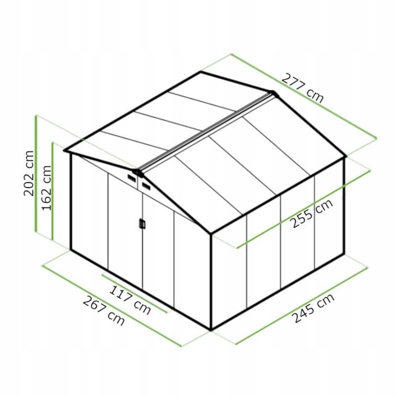 Domek Ogrodowy Narzędziowy Na Narzędzia Szopa Hudson 277x255cm Metalowy 1 Szt