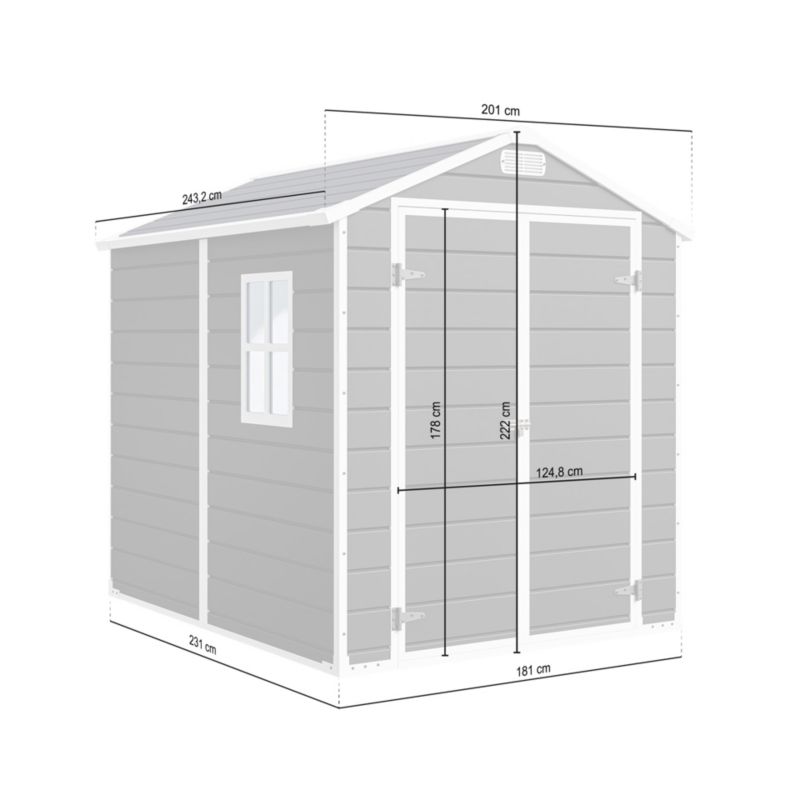 Domek ogrodowy NORDVIC Vidar 1940 x 2410 mm, tworzywo, Cold Grey 1 szt.