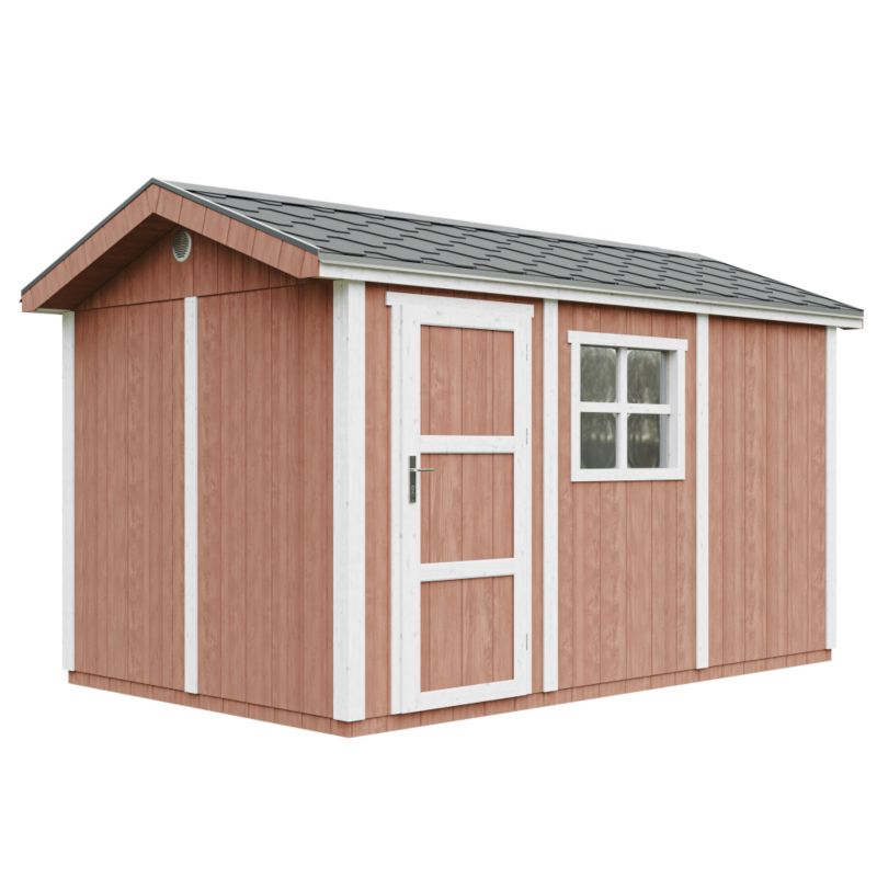 Domek ogrodowy Timbela M914-REDWOOD RED 8.68 m² LP Smartside z podłogą i gontem bitumicznym 1 szt.
