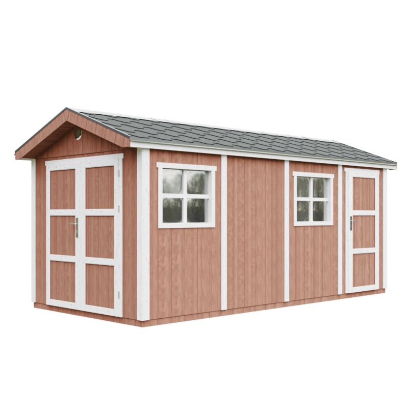 Domek ogrodowy Timbela M915C-REDWOOD RED 11.47 m² LP Smartside z podłogą i gontem bitumicznym 1 szt.