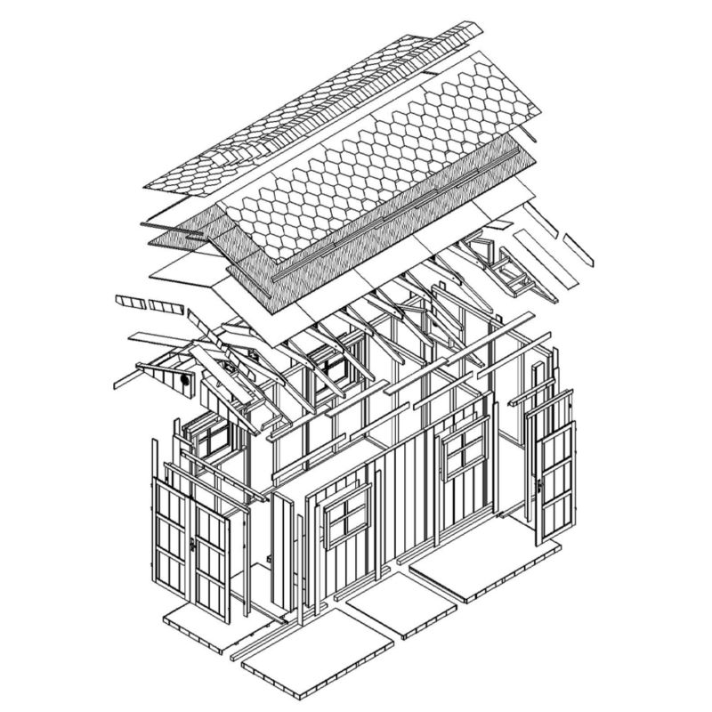Domek ogrodowy Timbela M915C-REDWOOD RED 11.47 m² LP Smartside z podłogą i gontem bitumicznym 1 szt.