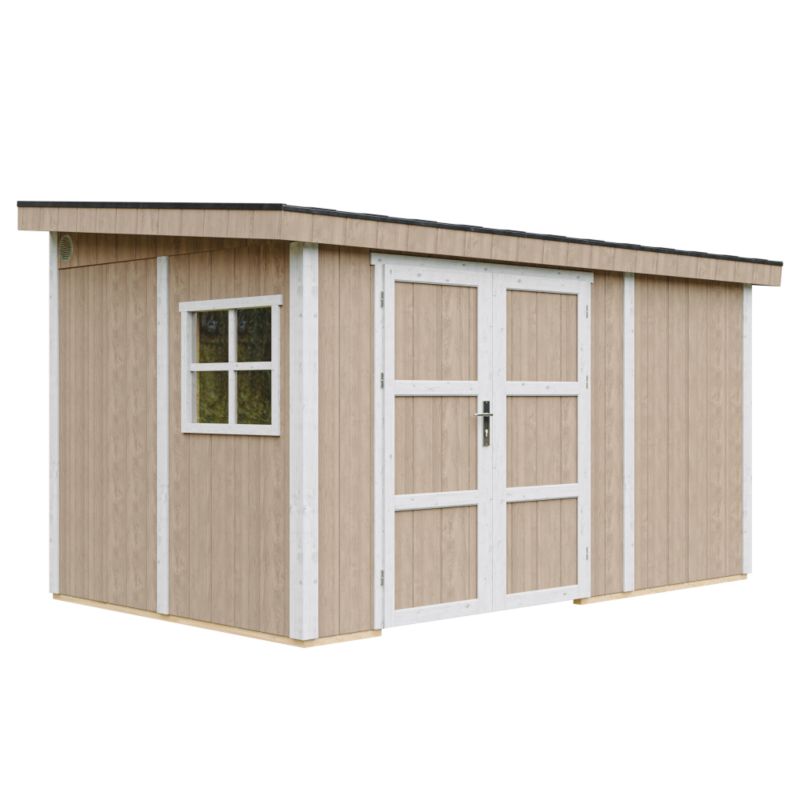 Domek ogrodowy Timbela M939B-TERRA BROWN 8.68 m² LP Smartside bez podłogi i ściany bocznej 1 szt.