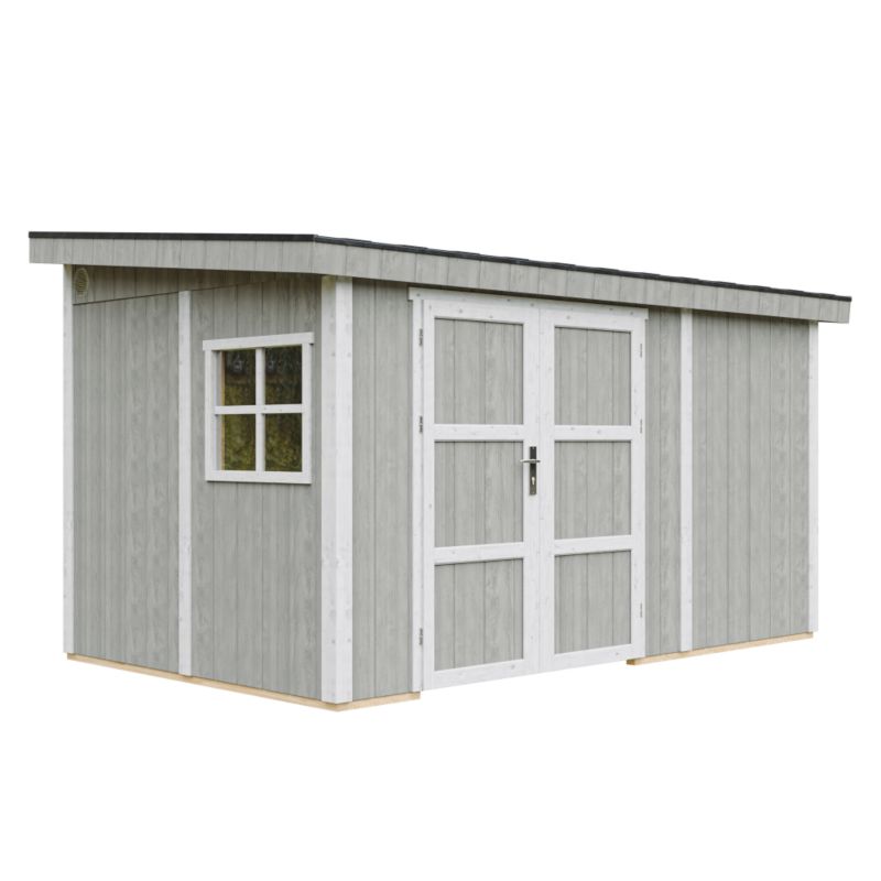 Domek ogrodowy Timbela M939B-TUNDRA GREY 8.68 m² LP Smartside bez podłogi i ściany bocznej 1 szt.