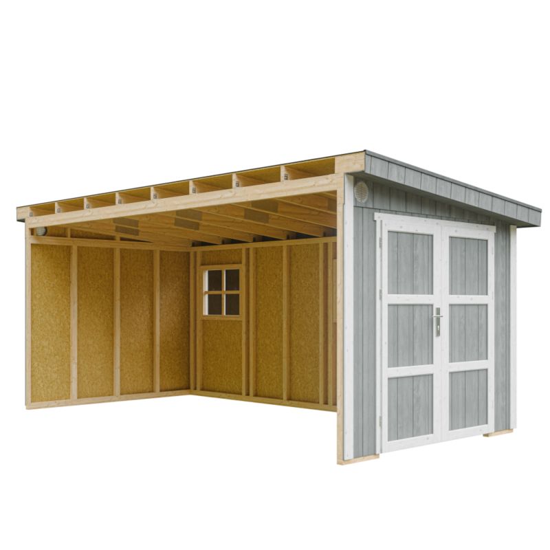 Domek ogrodowy Timbela M940B-CAVERN STEEL 11.47 m² LP Smartside bez podłogi i ściany bocznej 1 szt.