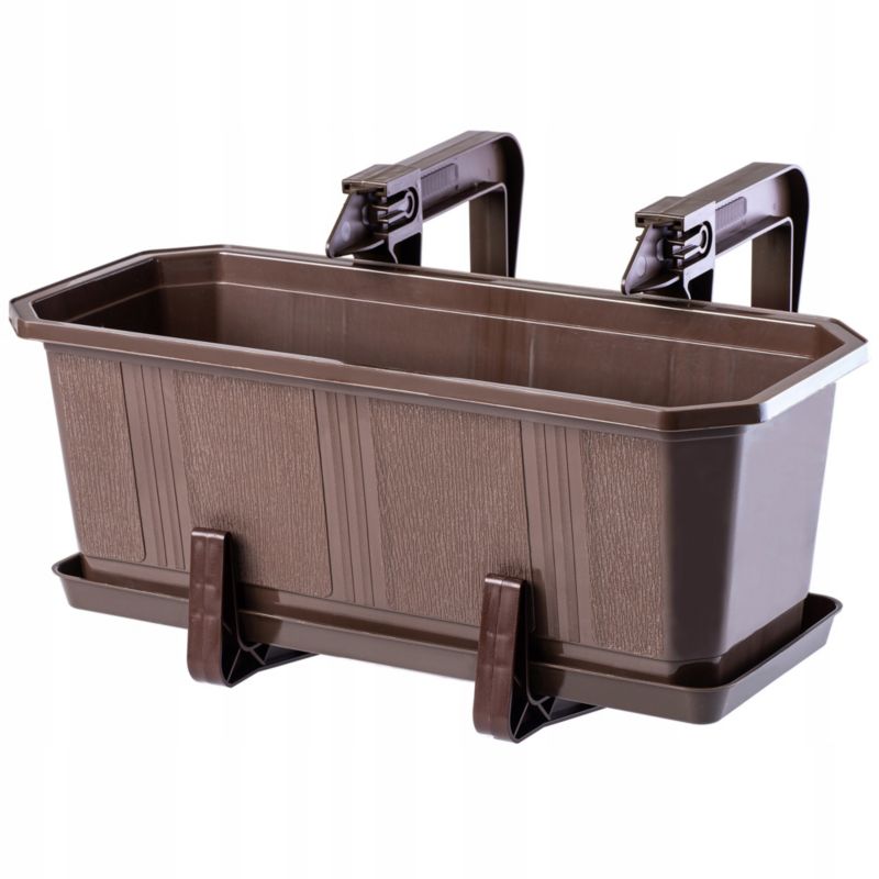 Donica Balkonowa KADAX + Podstawka Uchwyty 40cm Brąz 1szt.
