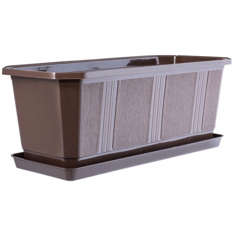 Donica Balkonowa KADAX + Podstawka Uchwyty 40cm Brąz 1szt.