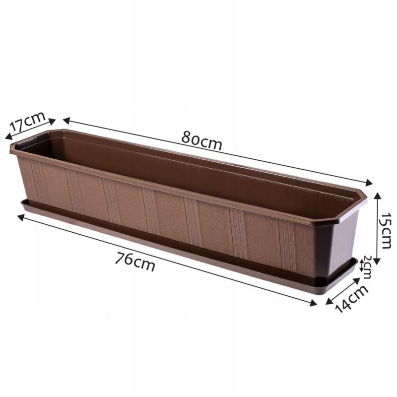 Donica Balkonowa KADAX + Podstawka Uchwyty 80cm Brąz 1szt.