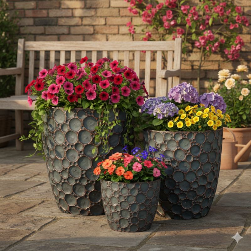 Donica Direct Home and Garden Vannes L 44 x 44 x 50 cm morska pozłacana