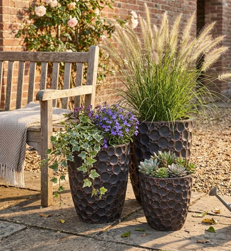 Donica Direct Home and Garden Vannes L 44 x 44 x 50 cm szara pozłacana