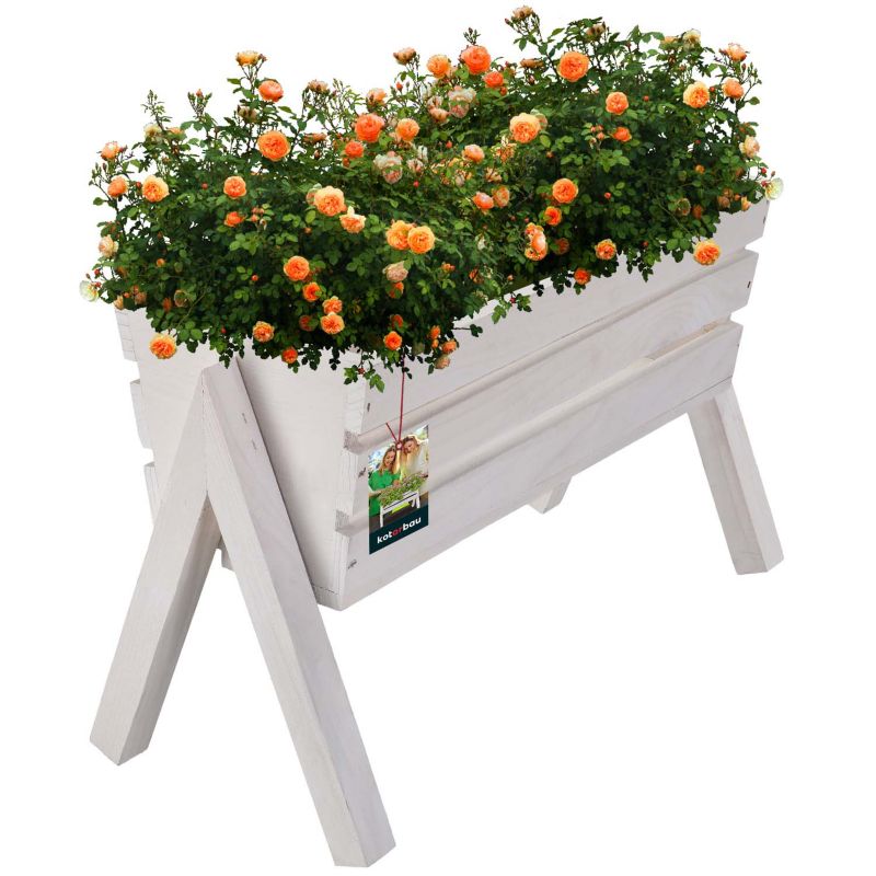 Donica drewniana KOTARBAU stojąca biała 40 cm 1 szt.
