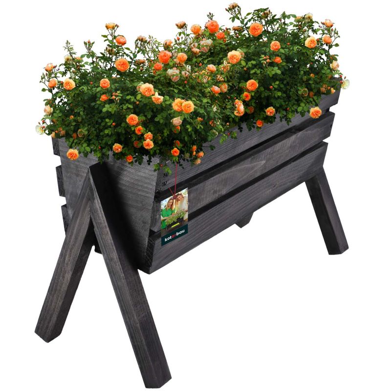 Donica drewniana KOTARBAU stojąca czarna 40 cm 1 szt.