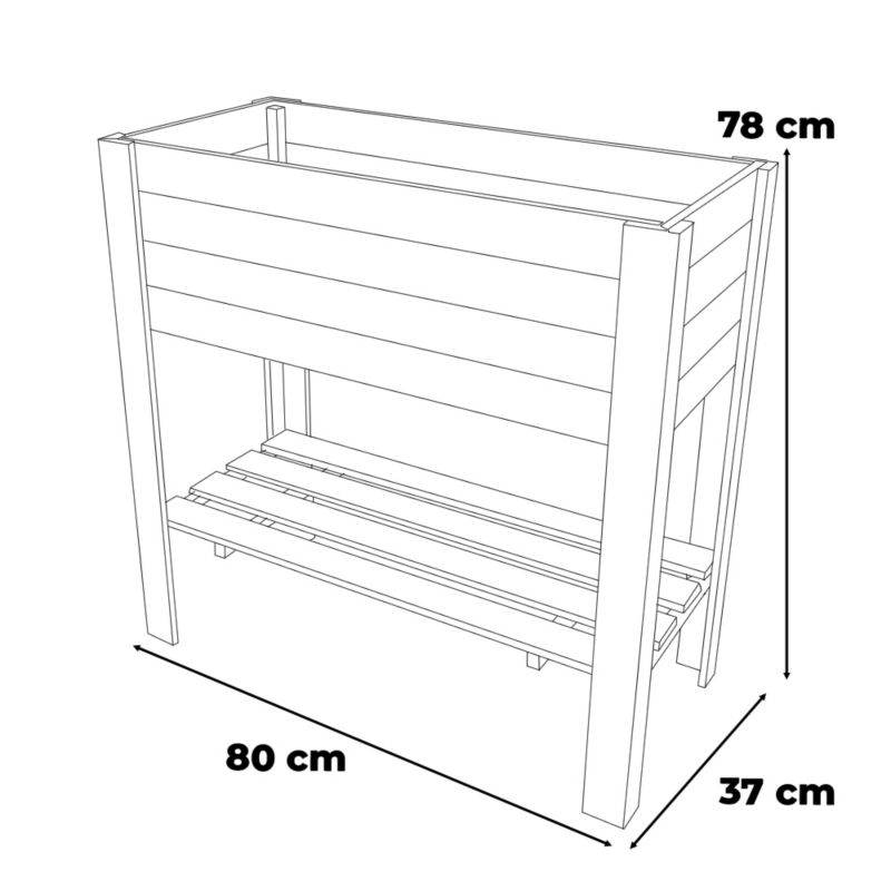 Donica Ogrodowa Hurtownia-Mebli Naturalne Drewno Regał Sosnowy Donica Kwietnik 80cm Sosnowy Czarny Sosnowy Czarny 80x37x78 cm 1sz