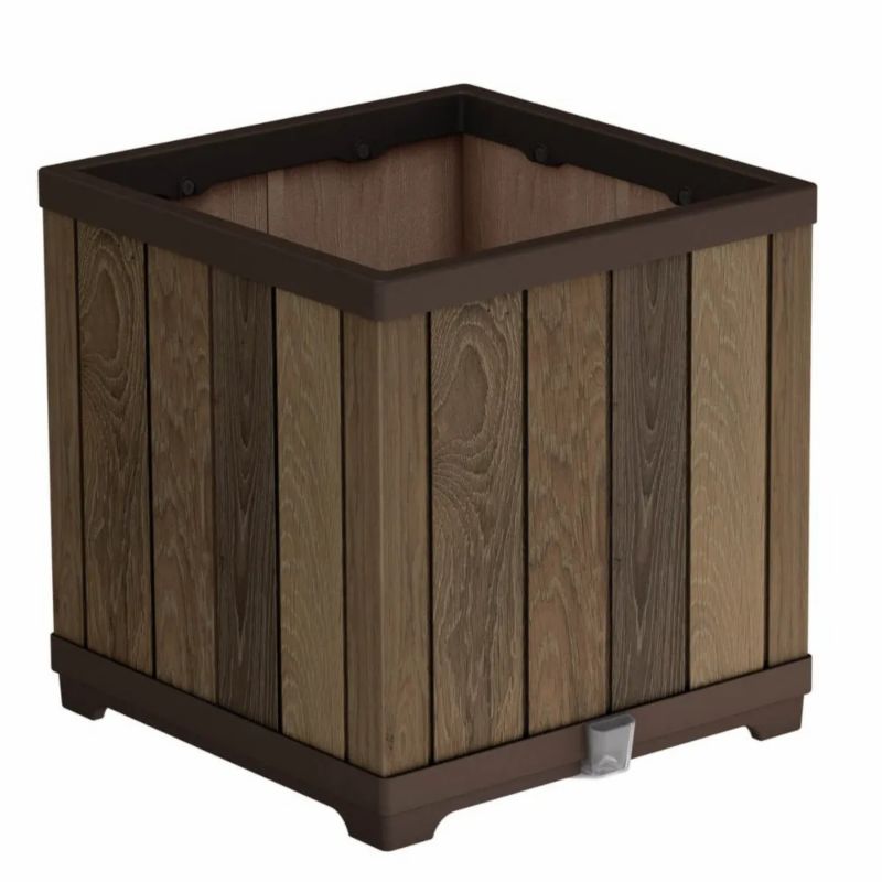 Donica ogrodowa kwadratowa z systemem nawadniania 45,5x45,5x45,5 cm walnut 1 szt