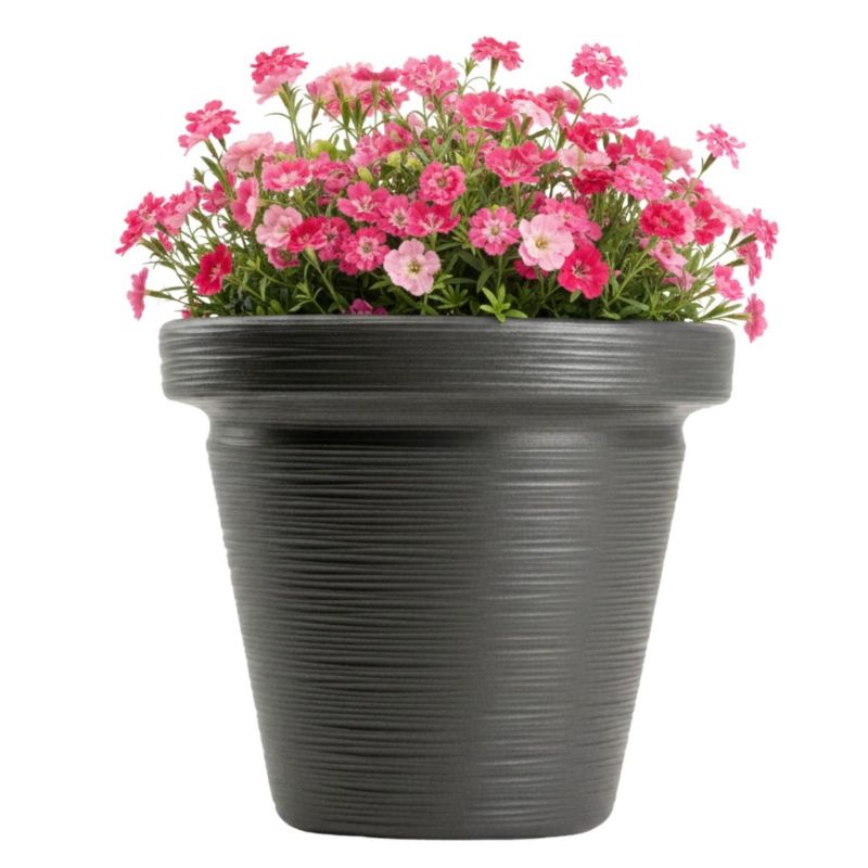 Donica Srtia Riflo HowHomely ogrodowa szeroka antracyt h33,9x39 cm 1 szt.