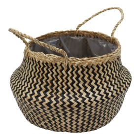 Donica Verve trawa pleciona czarna 24 cm