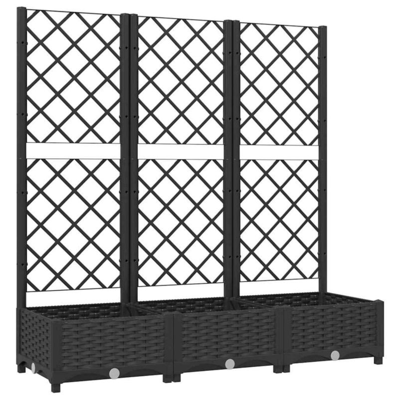 Donica vidaXL ogrodowa z kratką czarna polipropylen 120 x 40 x 121.5 cm 1 szt.